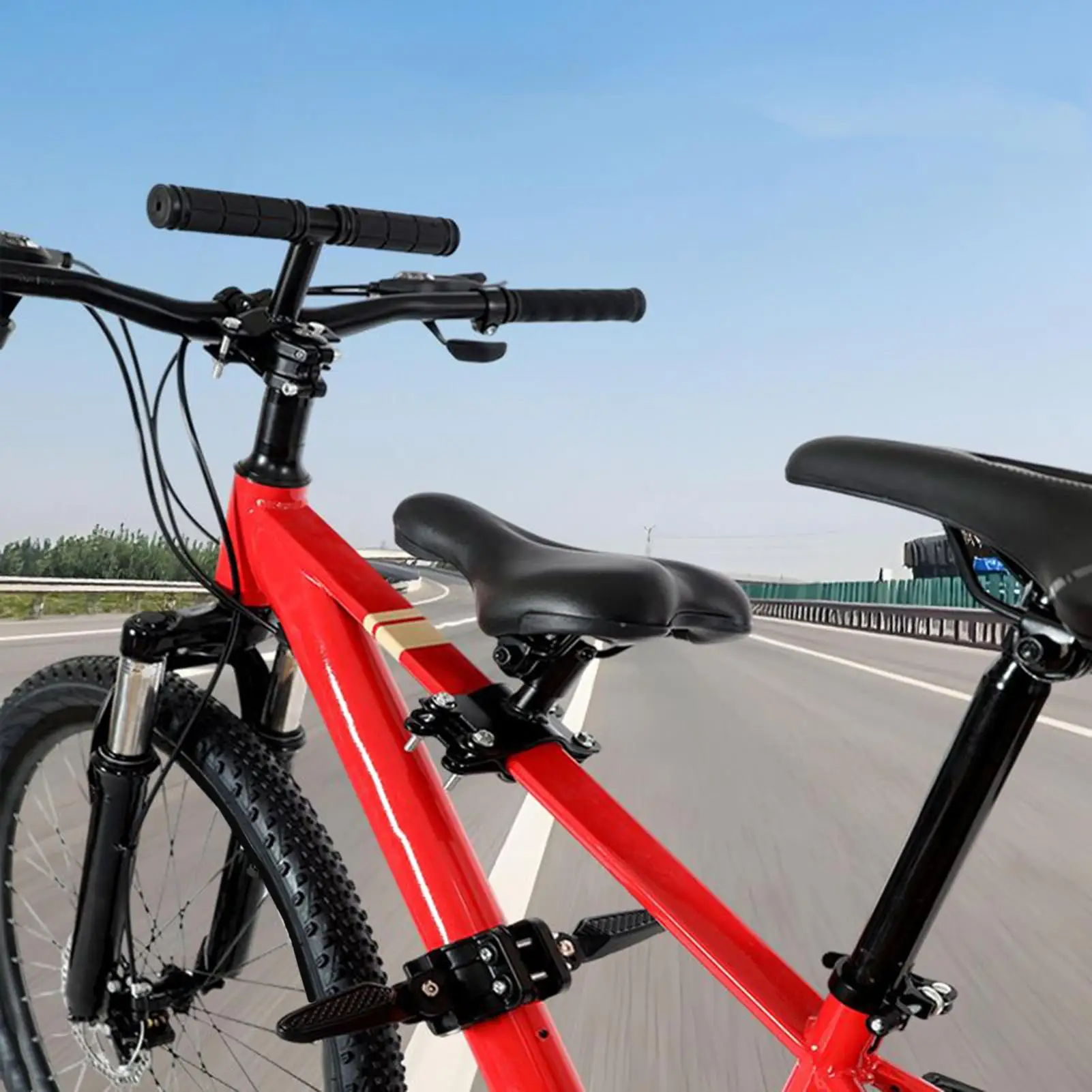 キッズバイクシートフロントマウント安全フロントマウント幼児用バイクパッド入りシートフットペダル付きサイクリング用品軽量サドル
