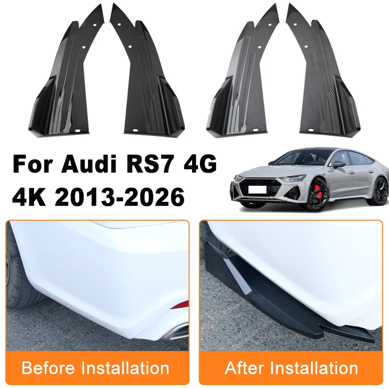 

Car Rear Bumper Spoiler Lip Diffuser Side Skirt Splitter Wrap Angle Anti-Crash Protection For Audi RS7 4G 4K 2013-2026 2014 2015