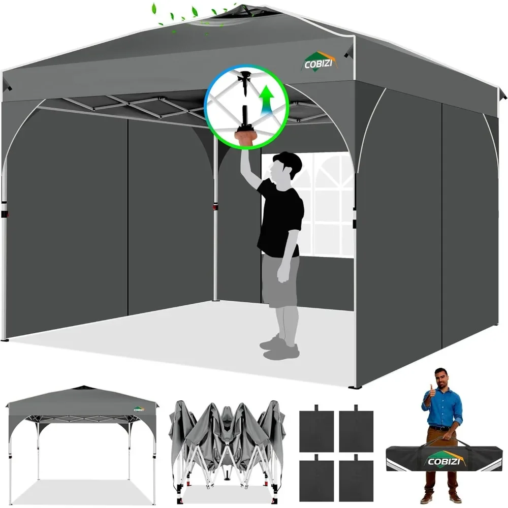 

Canopy Tent 10x10, Easy Up 10x10 Pop Up Canopy for Party Camping, Party Tents with One Push Central Button Air Vent, Outdoor Ga