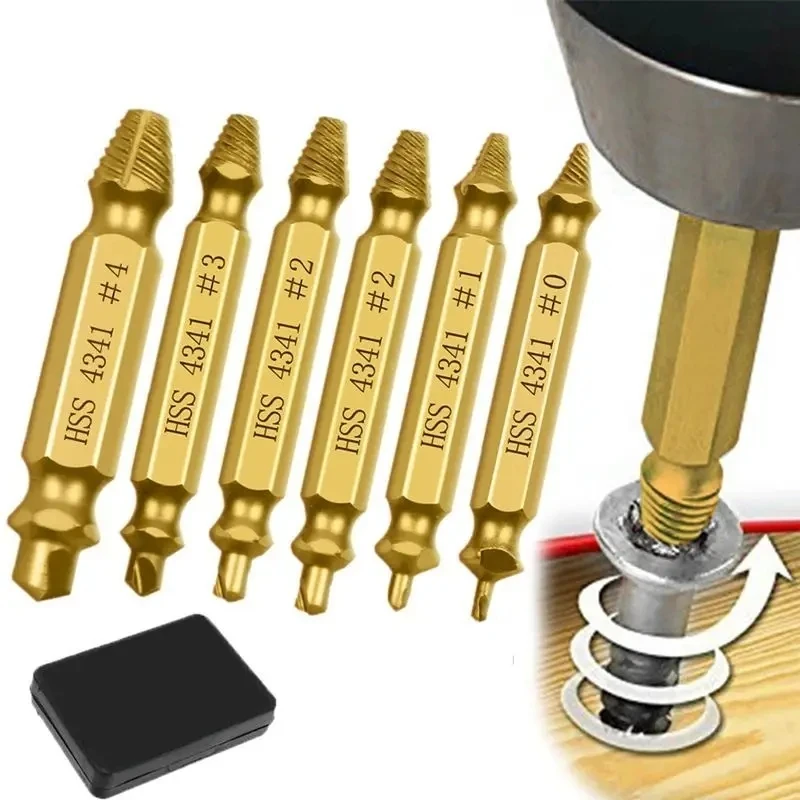 Damaged Screw Extractor Set HSS Drill Bit Stripped Broken Remover Easy Demolition Power Tools Small Easily Quickly Take Out Kit