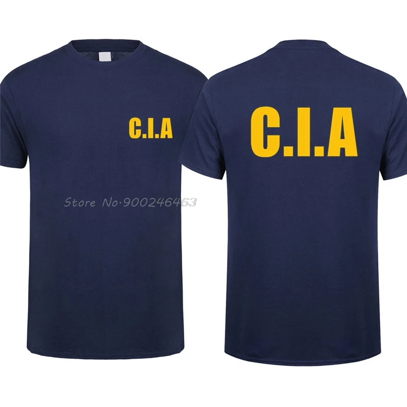 USA CIA T Shirt Man Cool Short Sleeve Funny Man Cotton T-shirt Men Cotton Tees Tops Harajuku Streetwear