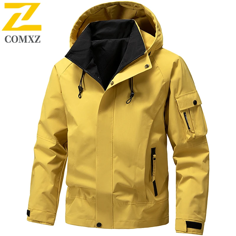 Gorpcore Work Waterproof Jacket Men's New Autumn Casual Zipper Pocket Hooded Windbreaker Travel Mountaineering Durable Rush Coat