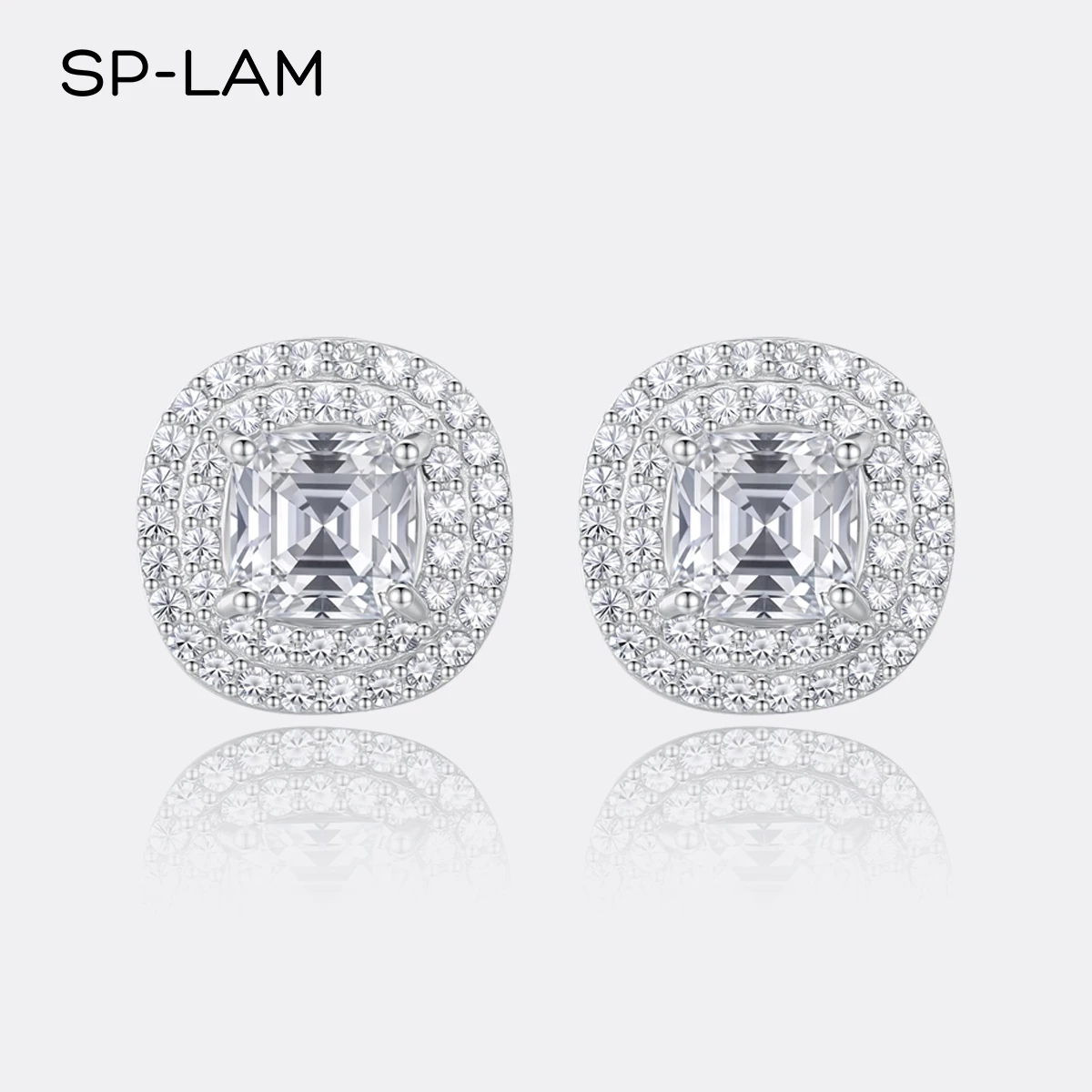 SP-LAM Moissanite Def Earrings Woman Korean Stud Earring Lady Jewelry Boho Elegant Silver Trendy Small Hot sale earring