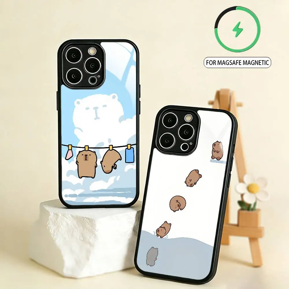 

Fluffy C-Capybara Phone Case For iPhone17,16,15,14,13,12,11 Plus,Pro Max Magnetic For Magsafe Wireless Charging