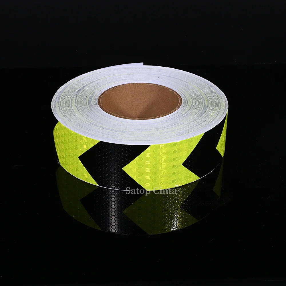 5CMX10M MTB Sitckers Florescent Yellow Black Reflective Tape Car Truck Vehicle Bicycle Body Sticker Arrow Printing Adhesive Film