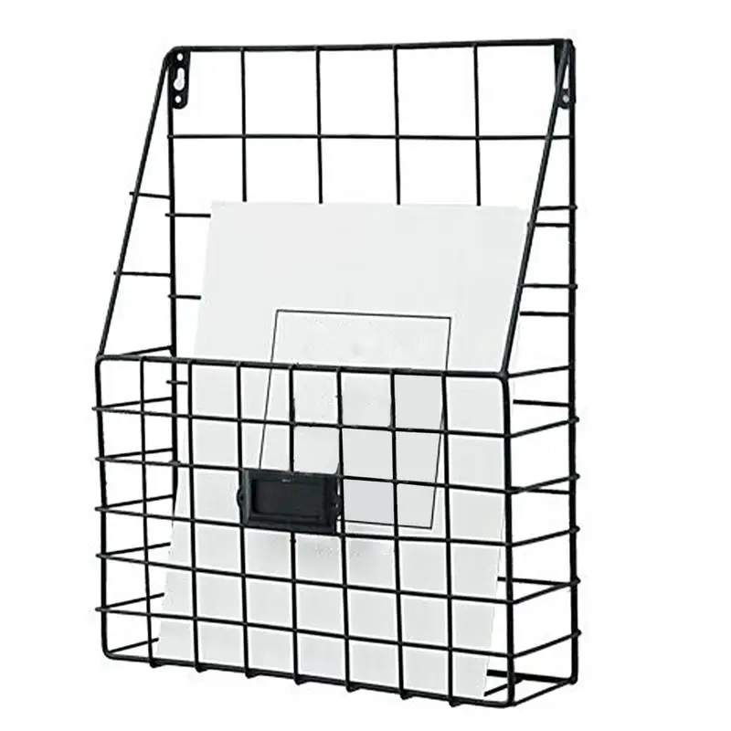 

Paper Holder for Wall Wall Paper Organizer Holder Display Metal Shelf Basket Display Modern Decor for Home Office Entryway