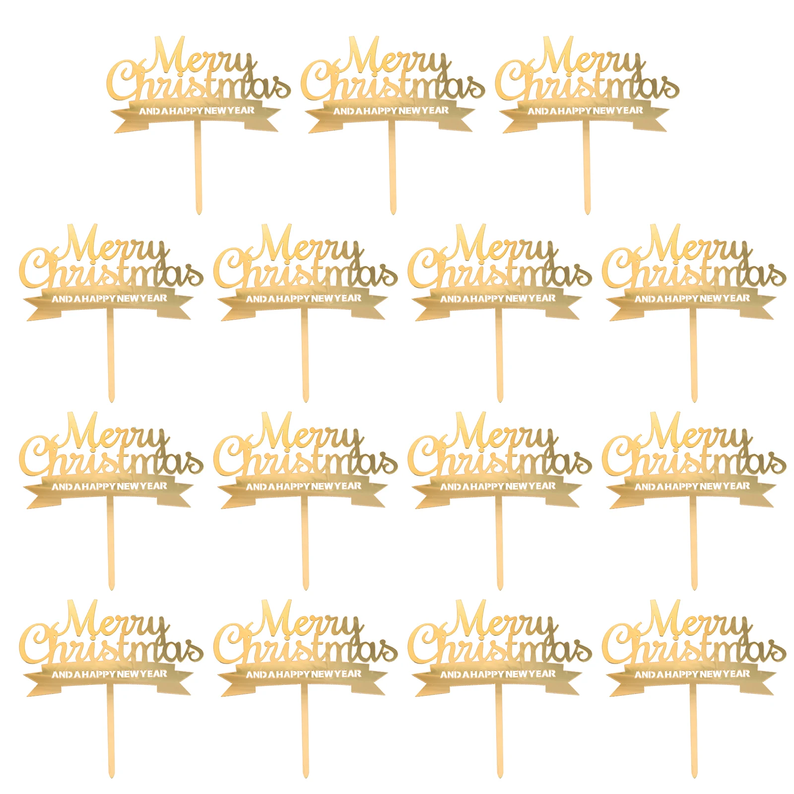 

15 Pcs Christmas Cake Decoration Acrylic Merry Topper Inserts Centerpiece Script Element