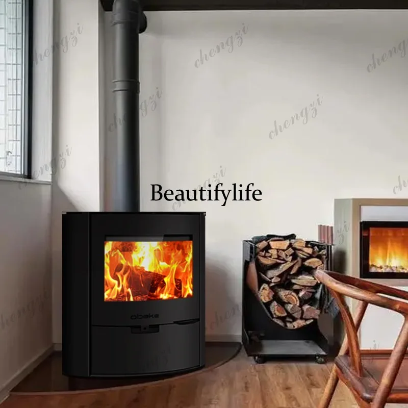European fireplace real fire firewood embedded household, bed and breakfast, self-built house heater firewood stove