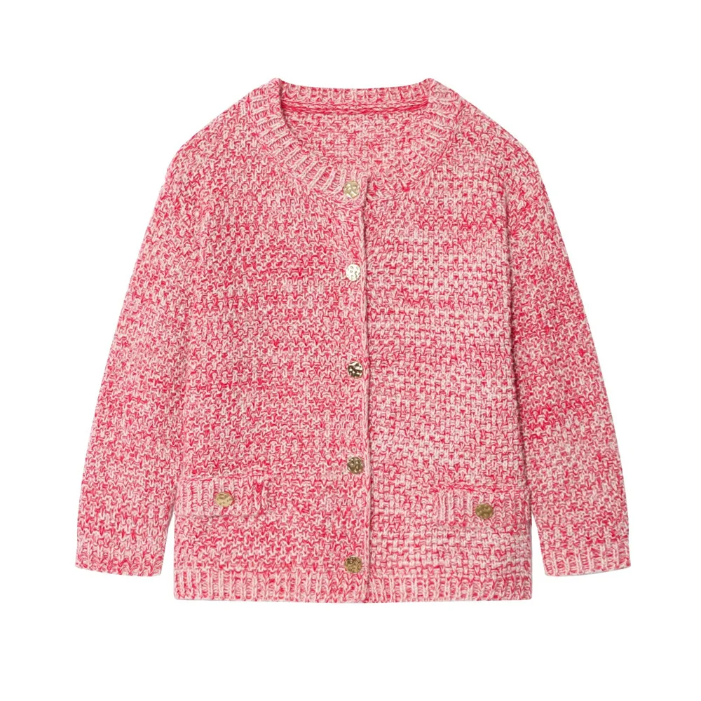

Zach Ailsa Women's New Simple, Small Fragrant, Sweet Round Neck, Single breasted, Elegant Knitted Cardigan Coat