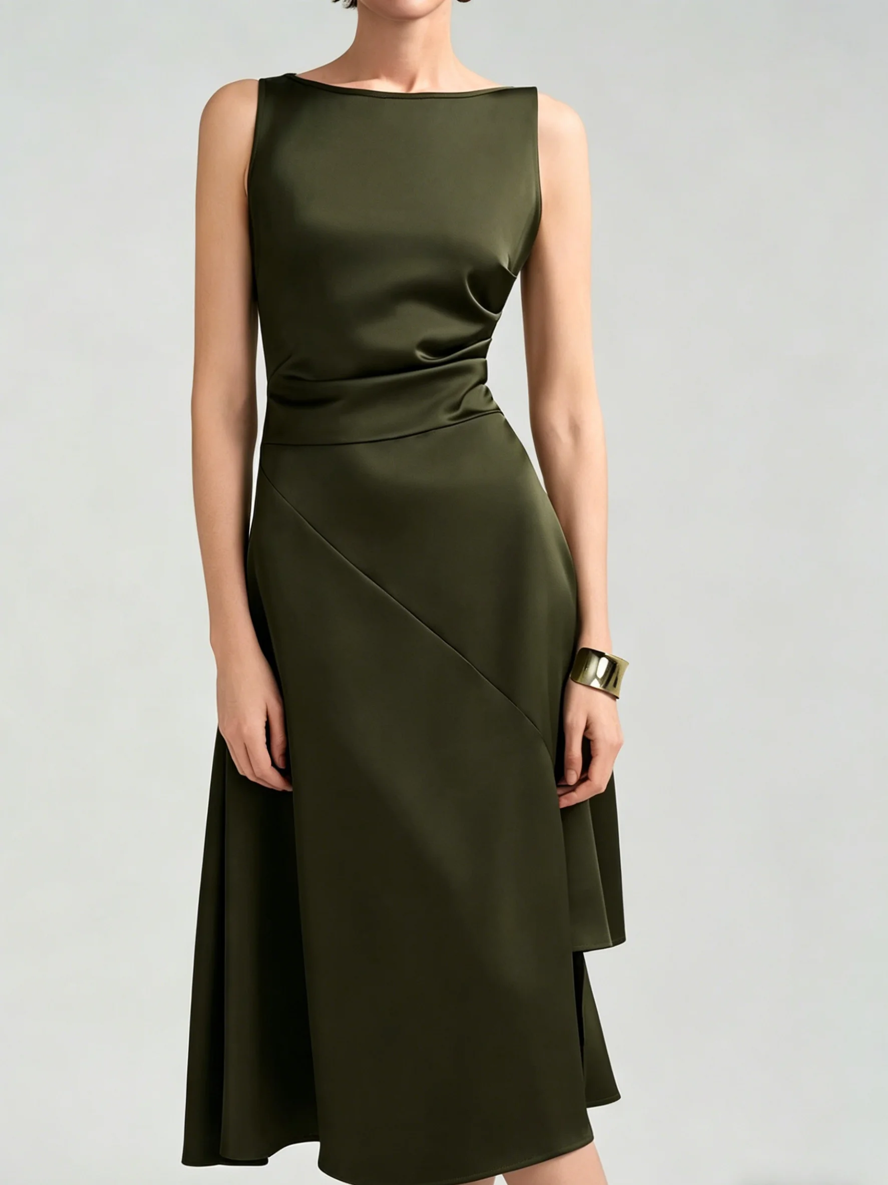 sage green satin ruched cup strappy midi dress Strappy Satin Satin Midi Dress Green Sage Green Satin Ruched Cup Strappy  Midi Dress Dresses PLT