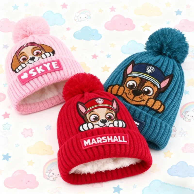 Sombrero de patrulla canina figura de Anime Cosplay Skye Chase niños niñas invierno cálido niños gorra de dibujos animados Kawaii niños juguete de regalo de cumpleaños