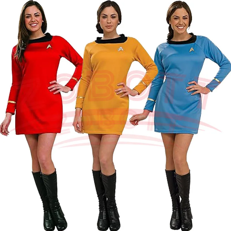 

Аниме Звезда Косплей Trek Duty Униформа TOS Красное Желтое Синее Платье Косплей Костюмы Вечеринка Хэллоуин Карнавал Для Женщин Значок