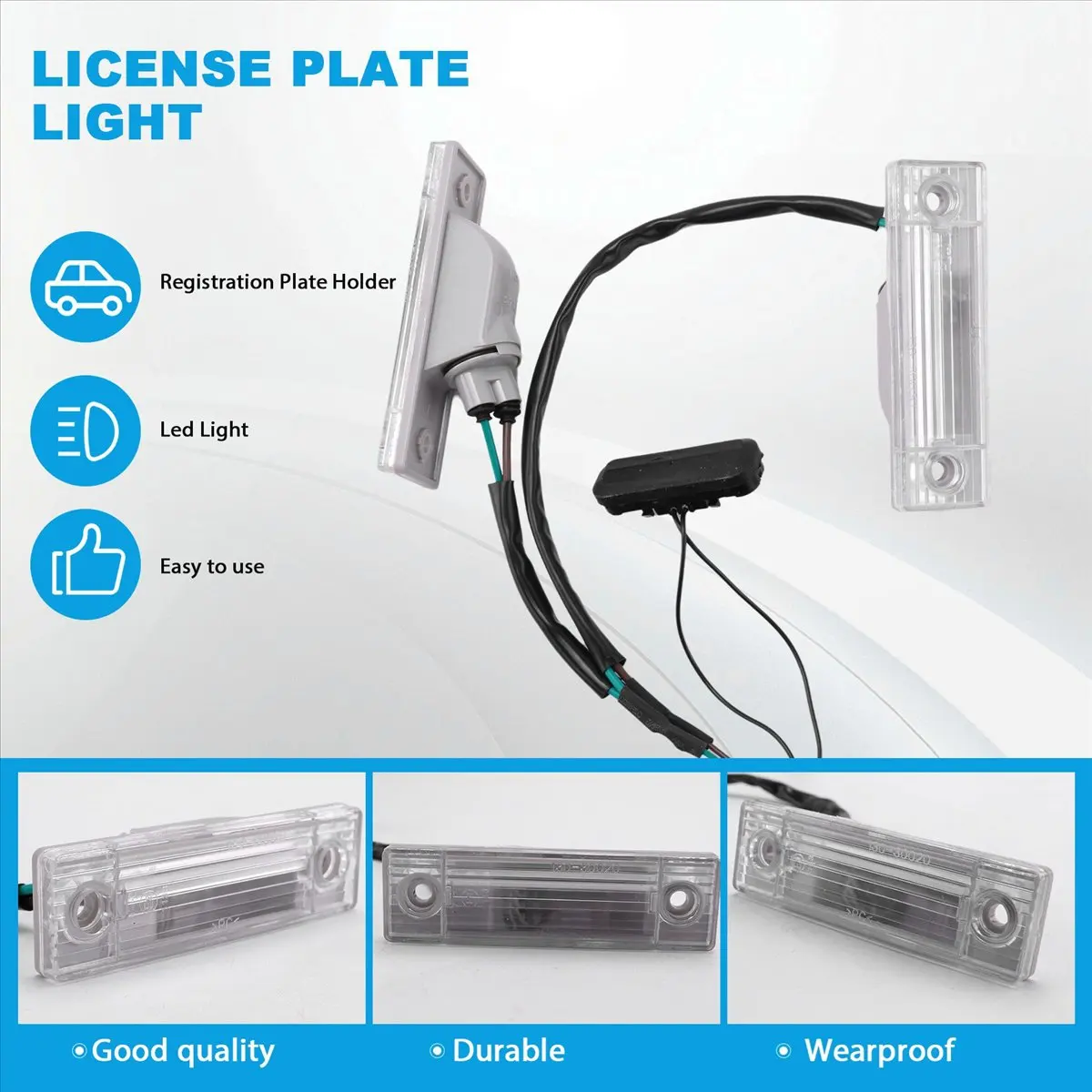 Compatible Rear Back License Plate Light With Trunk Switch Button For Number Plate