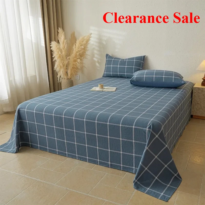 New cotton washed cotton plaid sheets single piece without pillowcase skin-friendly cotton sheets student dormitory