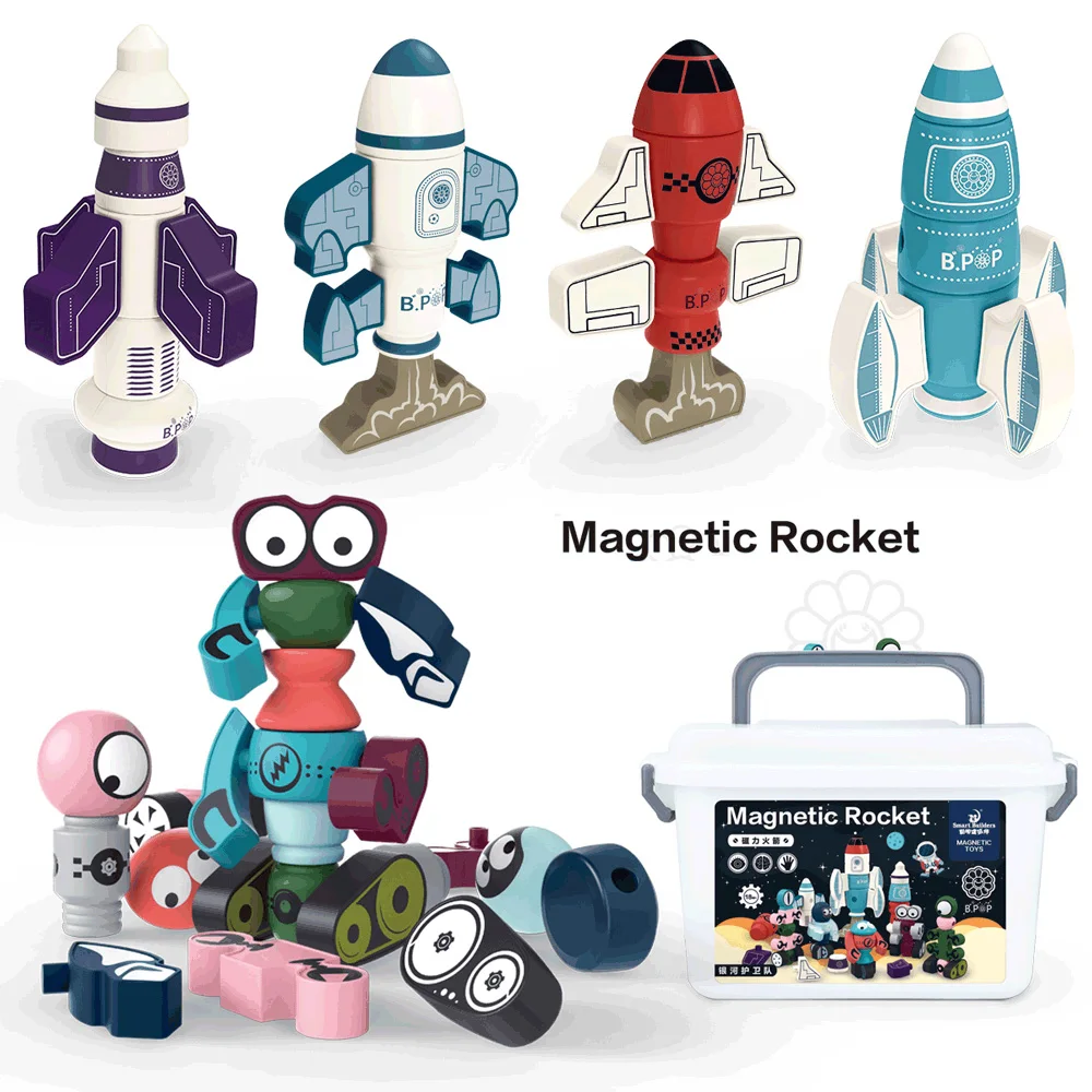 Juego de bloques de construcción de Robots magnéticos, Robot guardián del planeta, juguete de Robot de deformación apilable Diy, juego educativo para niños, regalo