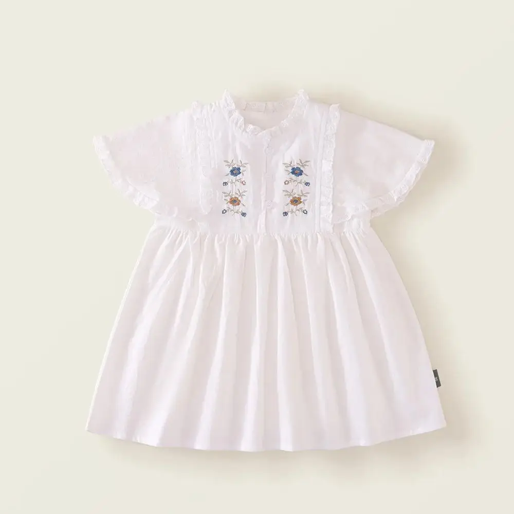 

2025 Baby Girls Summer Dress Cape Embroideries Children'S Casual Dress Sleeveless Loose Kids Clothes 2-7 Years Girl Dress