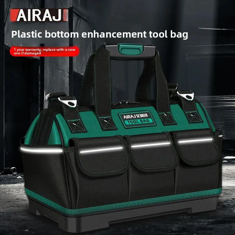 AIRAJ Borsa porta attrezzi da 13 pollici di grande capacità con tasche multiple resistenti all'usura per riporre attrezzi portatili