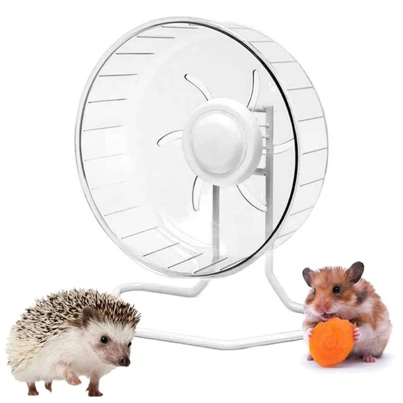 Imagem -02 - Roda de Exercício com Suporte de Metal Hamster Transparente Silencioso Gerbil Rat Pires de Plástico Antiderrapante Fácil de Montar 16 24cm