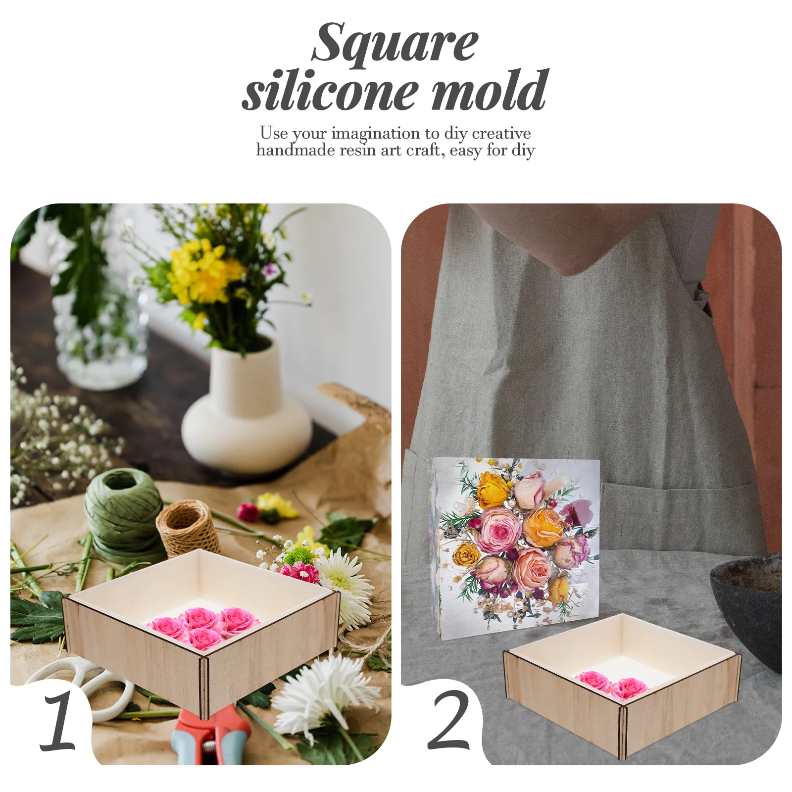 

Square Silicone Mold 3D Resin Diy Epoxy Uv Clay Decorative Coaster Bookend Specimen Frame Dried Ornament Reusable