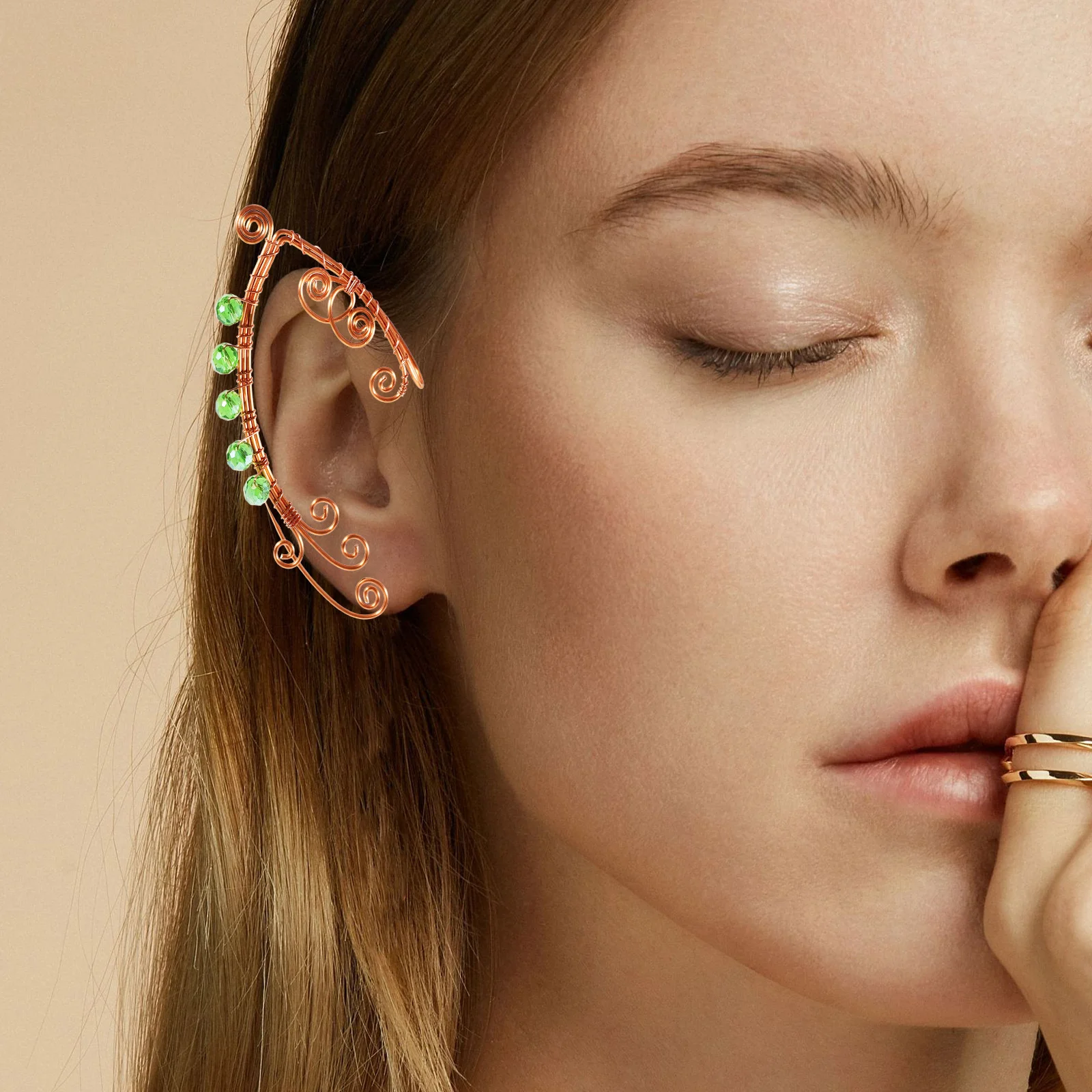

Retro Earrings Ear Wrap Earrings Piercing Copper Ear Clips for Women Lightweight Vintage Style Everyday Wear Elf Cuffs
