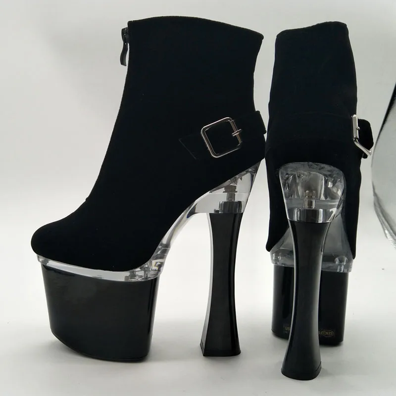 

Waterproof 18cm/8Inch Suede Platform Women Ankle Boots Stiletto Inside Zipper Party Shoes Round Toe Pole Dance High Heels