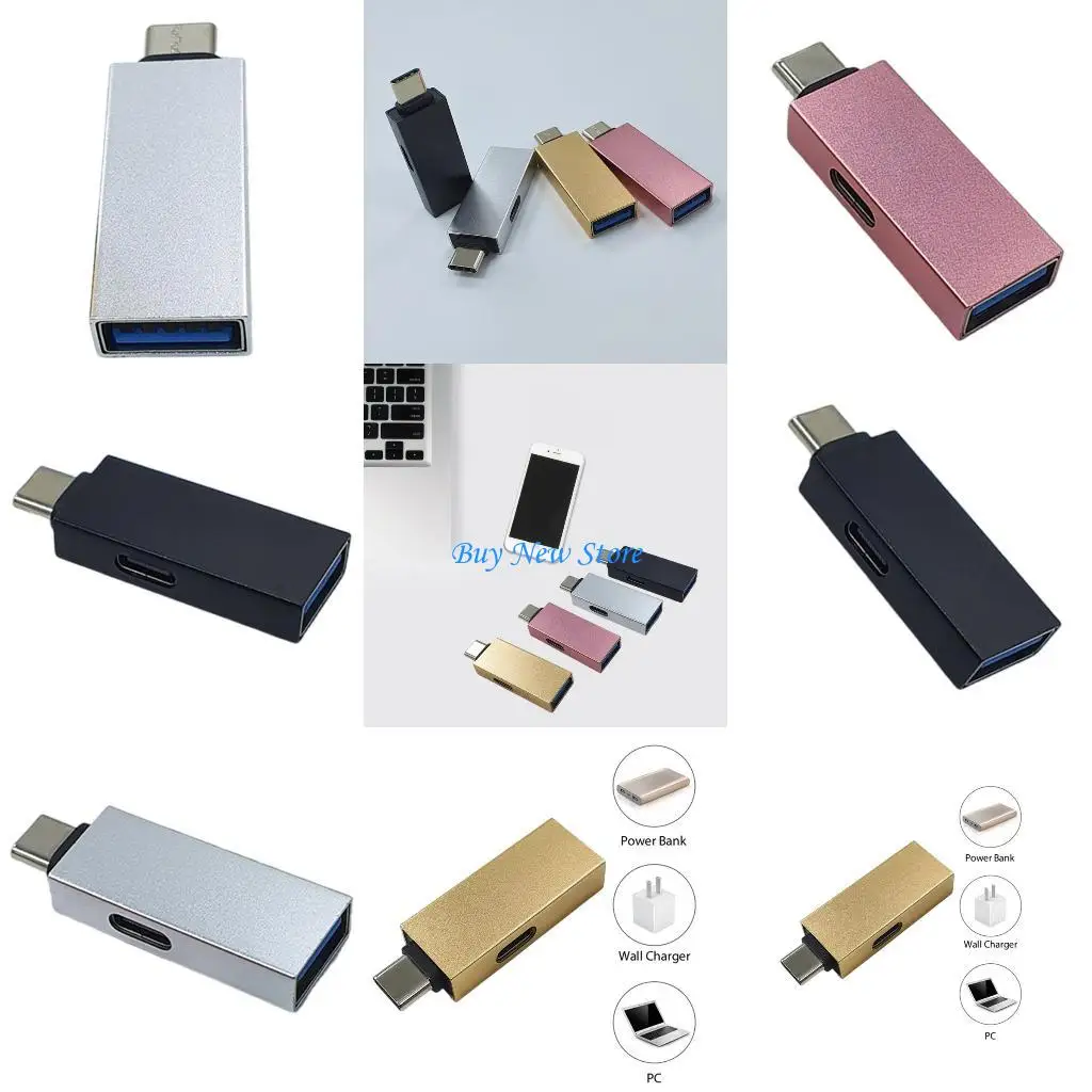 

20CE USB Converter Data Transfer USB C to USB+USB C Female Adapter for Type C Device