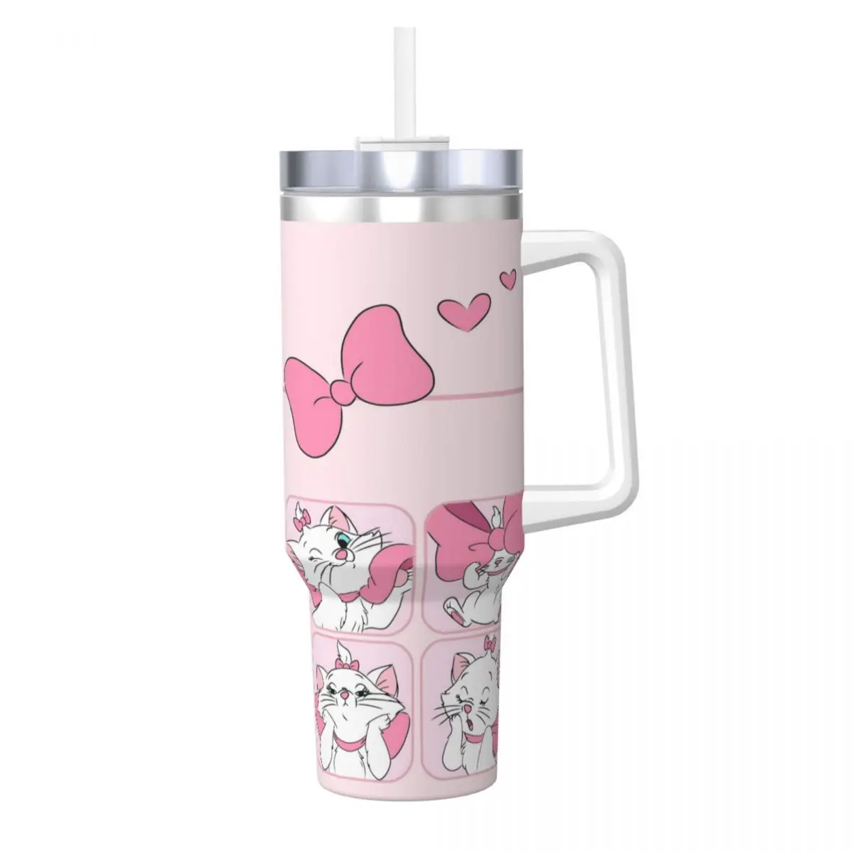 Stainless Steel Tumbler Marie Cat Mugs Cup With Straws Driving Cold Drink Water Bottle Portable Large Capacity Thermal Cups