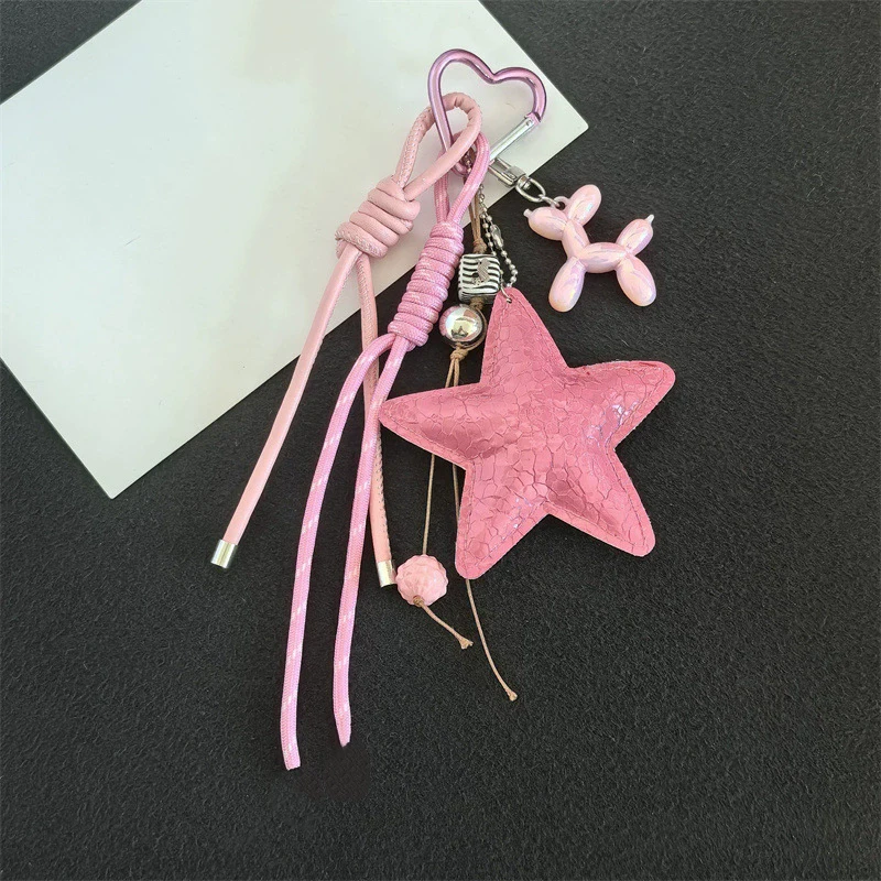 2025 New PU Leather Starfish Bag Charm Cute Decorative Keychain Decoration Fashion Braided Rope Bag Accessorie