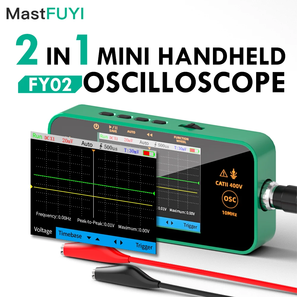 

MASTFUYI Digital Portable Oscilloscope Mini Signal Generator 2in1 10MHz Bandwidth 48MSa/s Sampling Rate Electronics Repair Tools