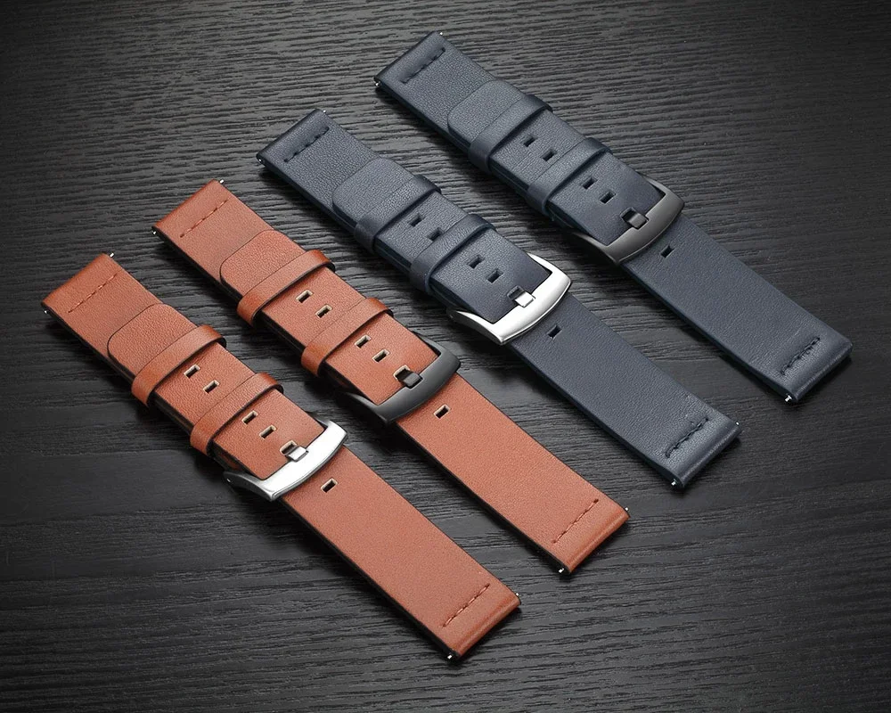 22 24mm Leather Watchband for Samsung Galaxy watch watch 3 46mm 42 Active2 40 44 SmartWatch Quick release Strap 18 20mm Bracelet