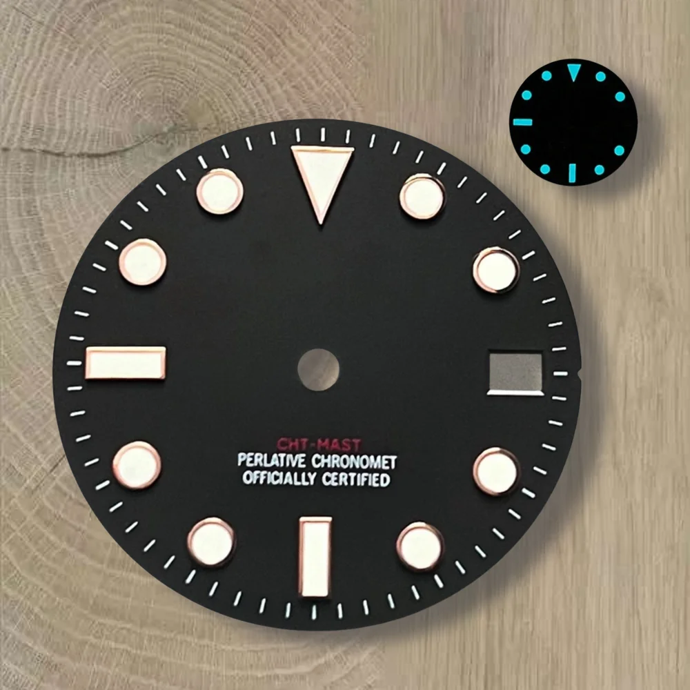 高品質 28.5mm S ロゴ NH35 ダイヤル サンレイダイヤル NH35/NH36/4R/7S ムーブメントに適しています アイスブルー夜光 NH35 アクセサリー