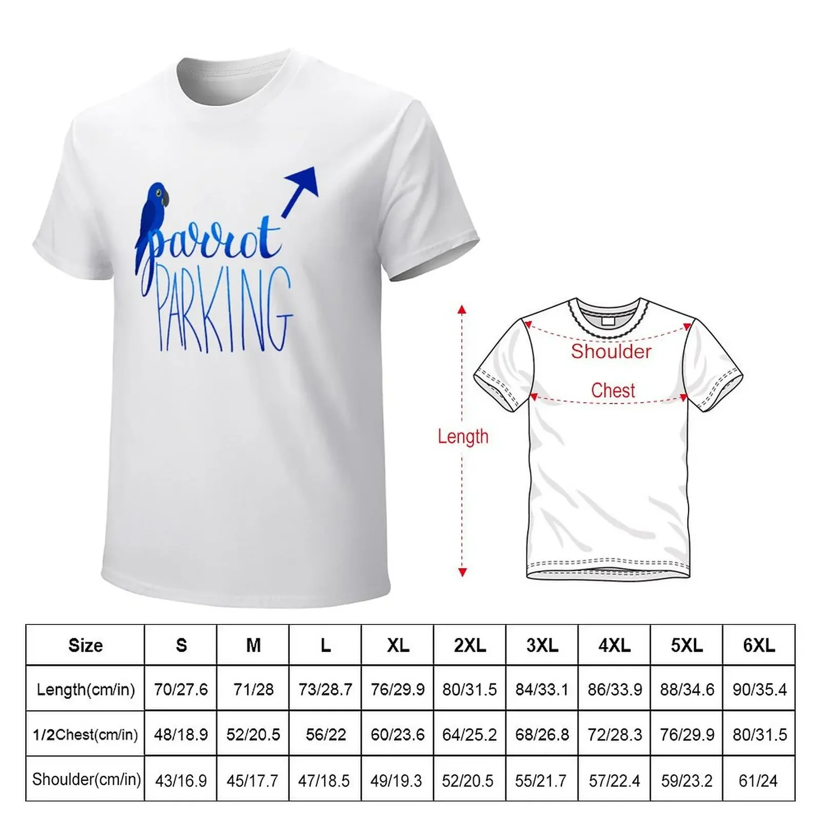 Parrot Parking (Hyacinth Macaw) T-Shirt plus size clothes tees customizeds sports fans Men's cotton t-shirt