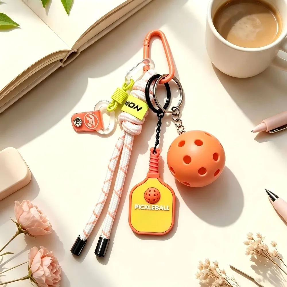 Fashion Dopamine Pickleball Paddle Keychain Detachable with Buckle Pickleball Racket Key Ring Fitness Series Pendant Bag Charm
