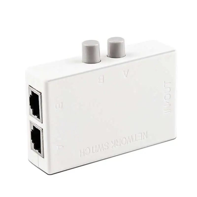 Mini 2 Port RJ45 Network Switch Ethernet Dual 2 Way Port Manual Sharing Switcher RJ45 Network Box Hub Adapter Splitter Conterver