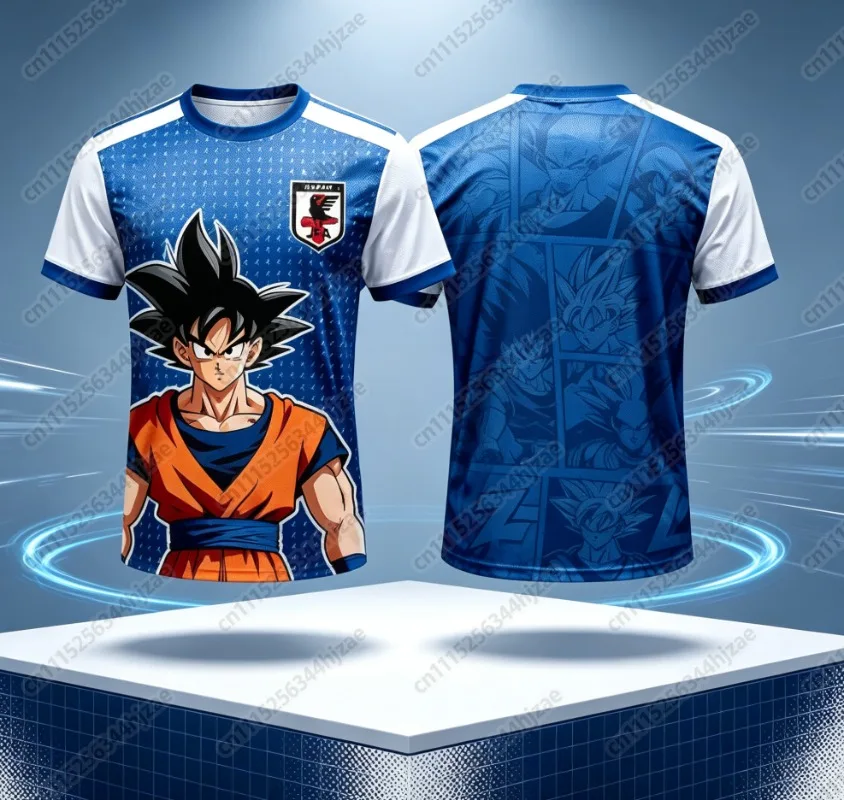2026 Boys' Breathable & Stylish Sports T-Shirt (Short Sleeve) – Dragon Ball Z (GokuVegeta) – Soccer-Inspired FamilyMatching
