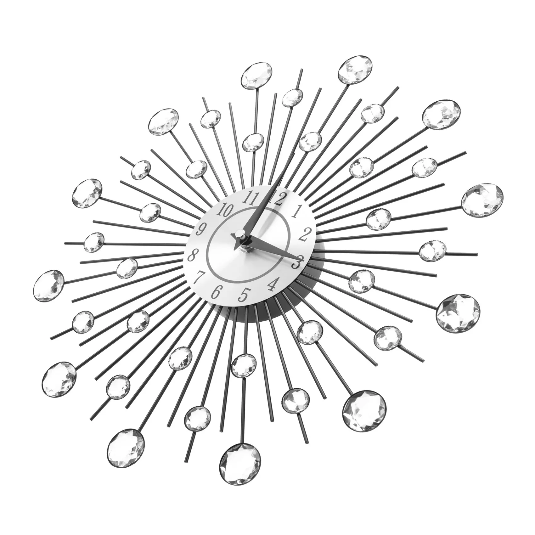 【HOT N07R】 Vintage Metal Art Crystal Wall Clock Luxury Large Morden Wall Clock Clock Design Home Decor