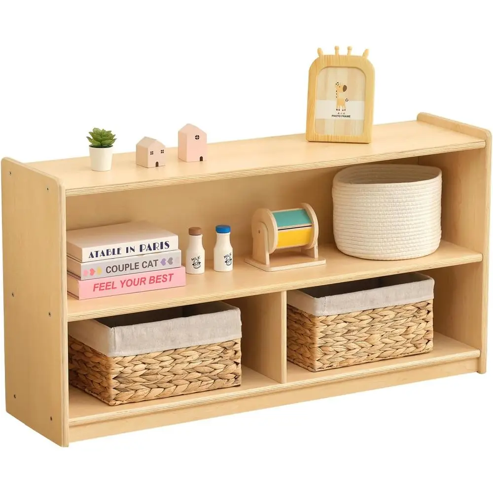

3-Section Wooden Storage Cabinet for Kids, Classroom, and Playroom