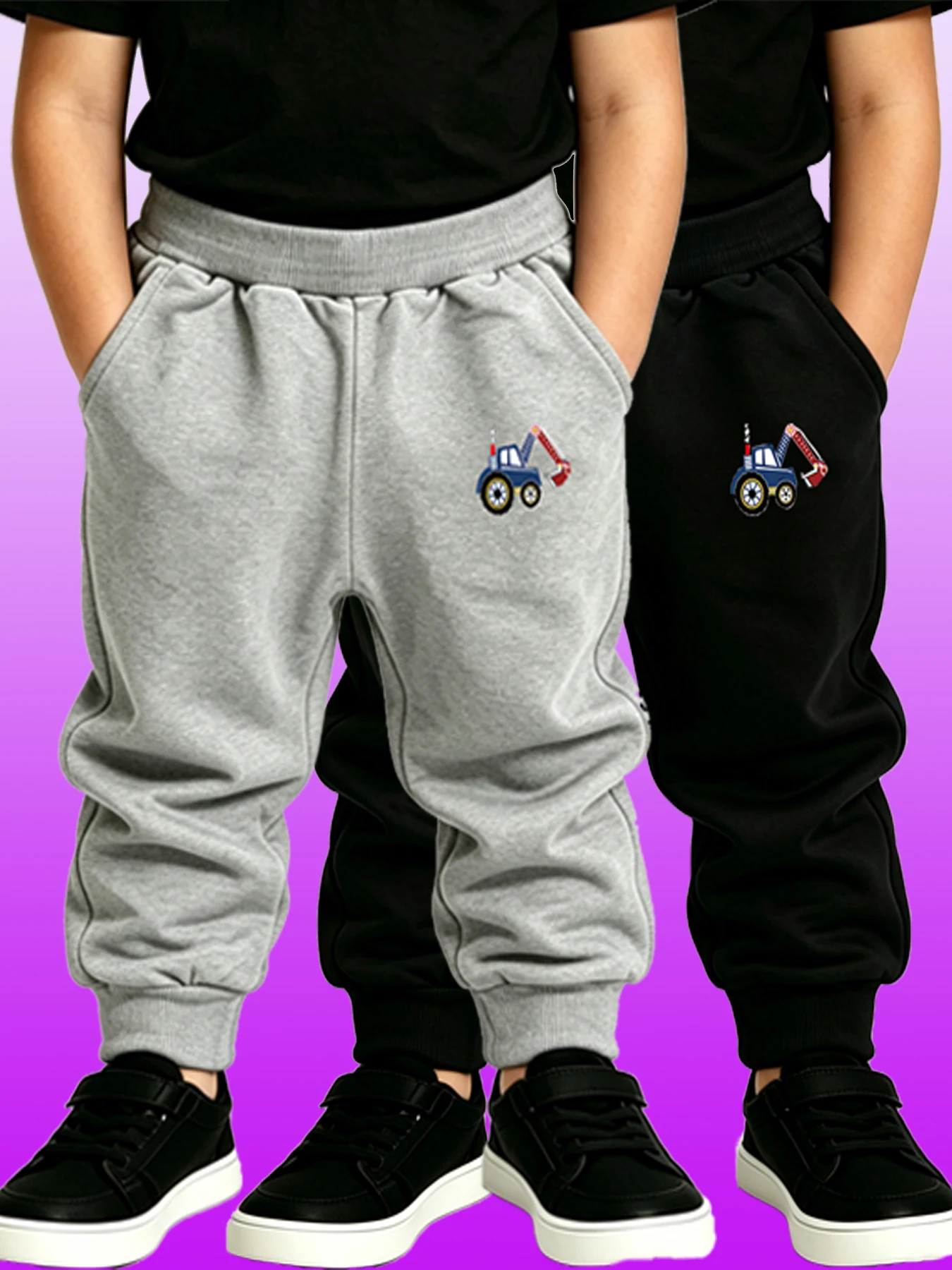 2 PCS Random Boys Girls Excavator Print Sweatpants Elastic Waist Kids Jogger Enfant Garcon Trousers Soft Casual Children's Pants
