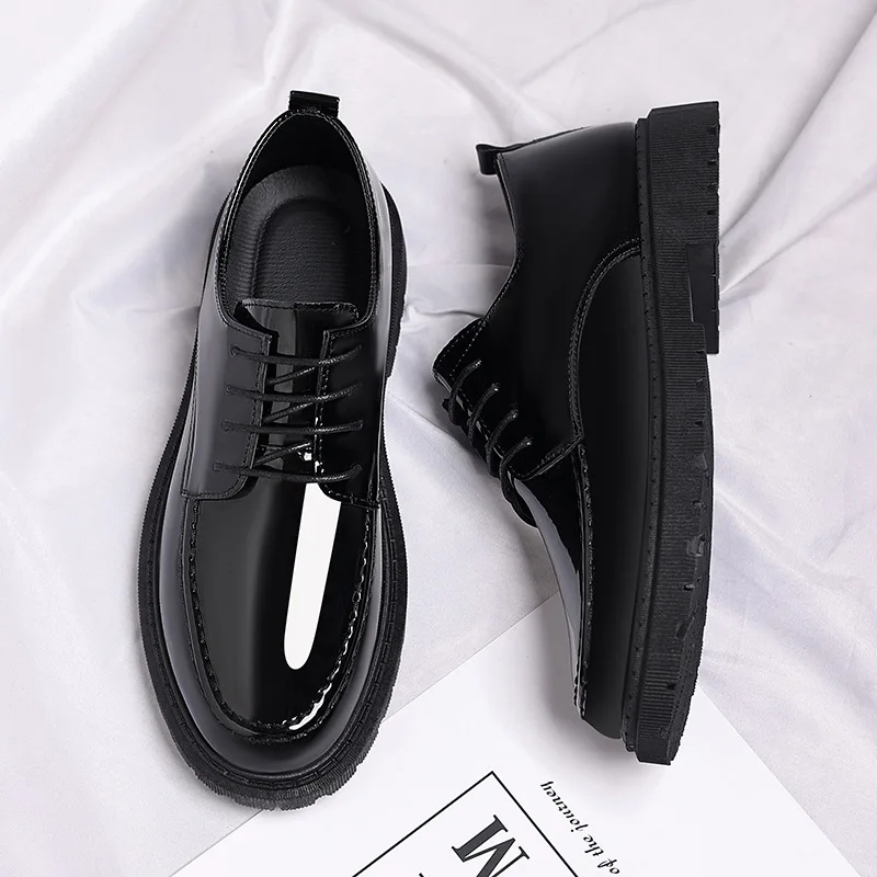 Men's Mirror Finish Casual Loafers Heightening Shoes Business Style British Leather Shoes Invisible Suit Elevator Shoes 2026