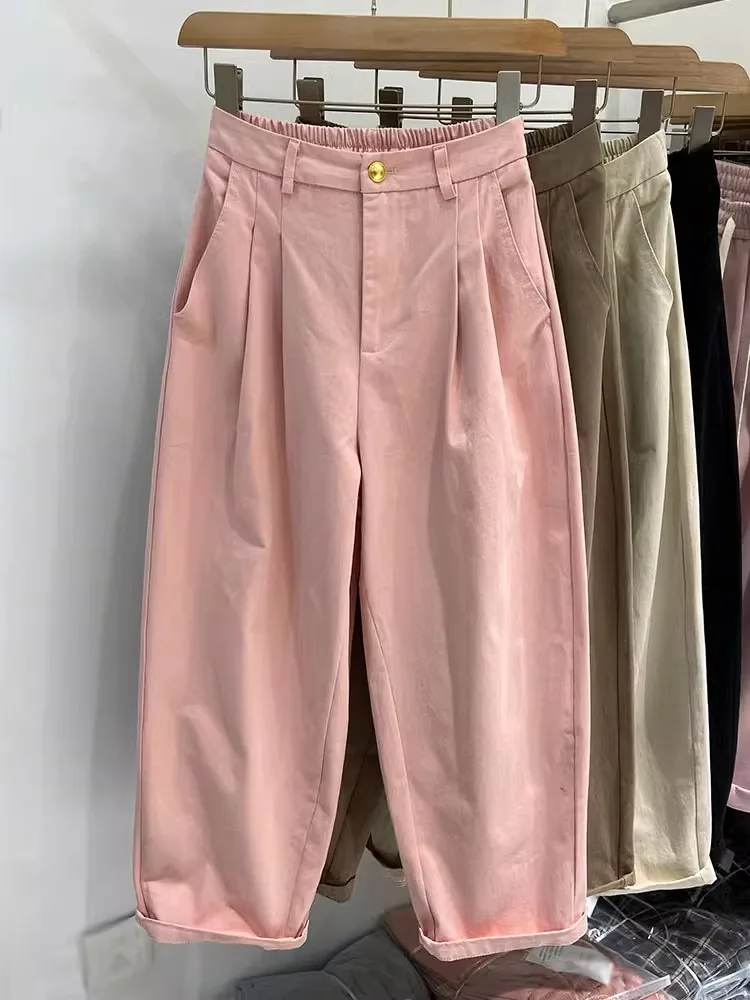 

Minimalist Japanese style high waisted wide leg pants women versatile fashion commuting loose straight leg casual pants
