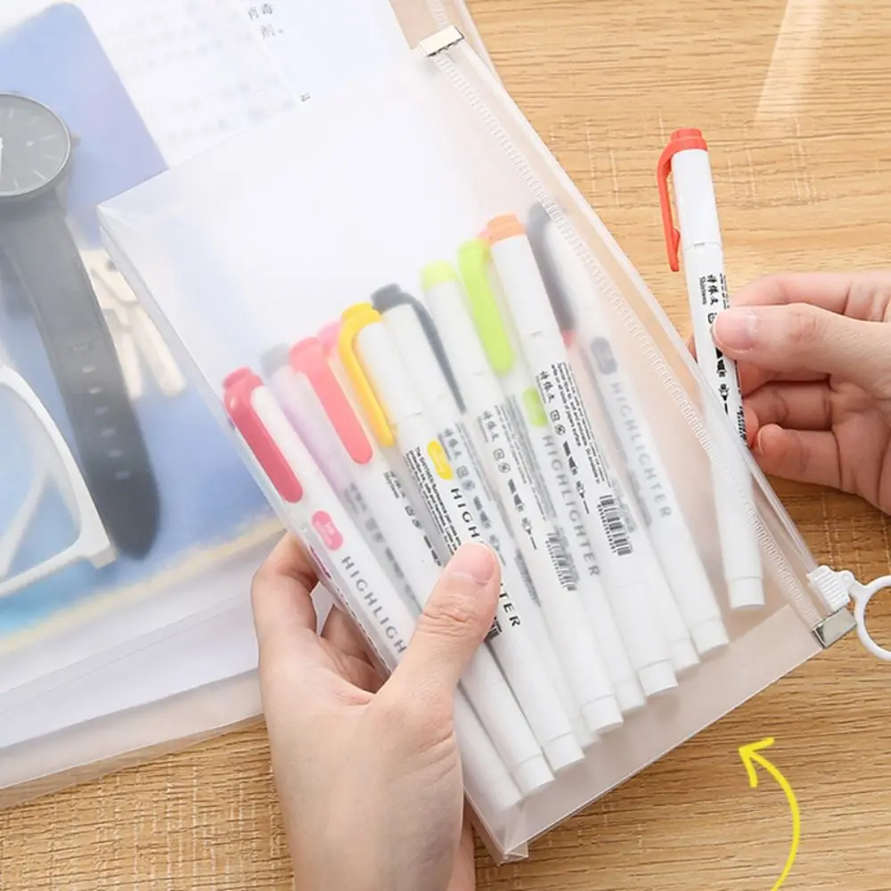 

Simple A4/A5/A6 File Bag Transparent Waterproof Document Folder Handheld Zipper Design File Folder School Office