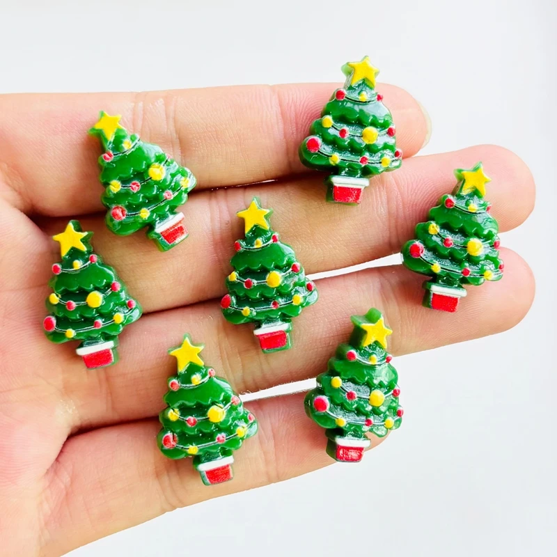10 Pcs New Kawaii Christmas tree Resin Scrapbook Diy Jewelry Gift Hairpin Accessories A146