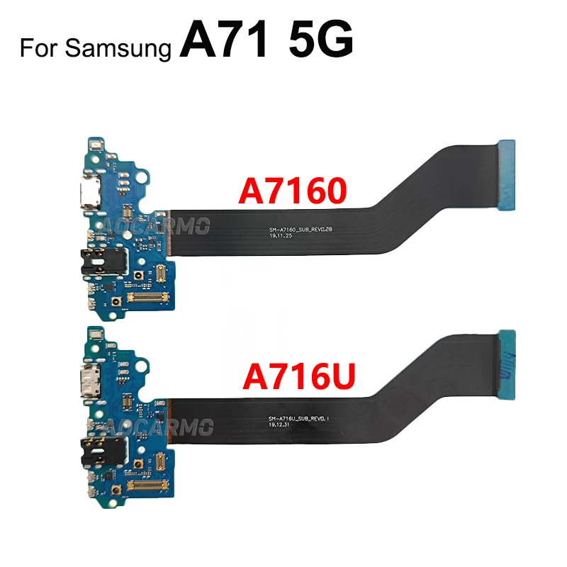 Aocarmo For Samsung Galaxy A71 5G SM- A716U A7160 USB Charging Port Charger Dock With Headphone Jack Connector Flex Cable