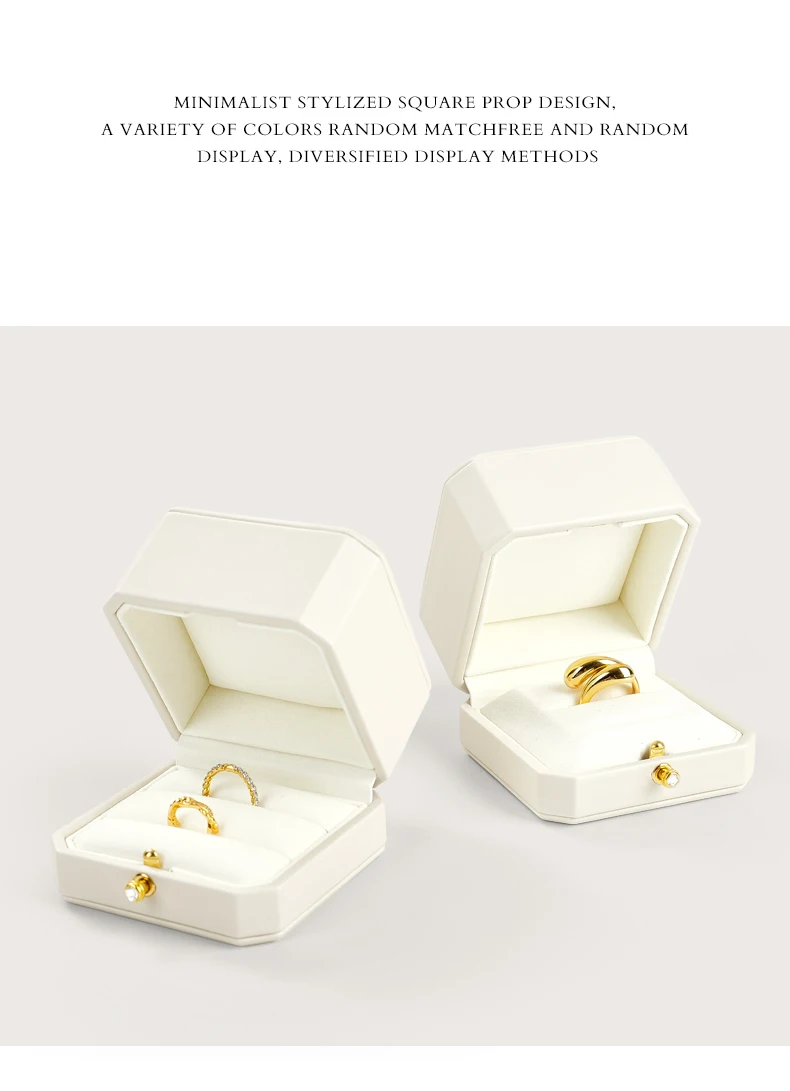 Oirlv Leder-Schmuckringbox Verlobungsgeschenk-Etui Aufbewahrungsbox für einzelne Ringe & Paar-Eheringe für Heiratsantrag Jubiläum – Detail 3