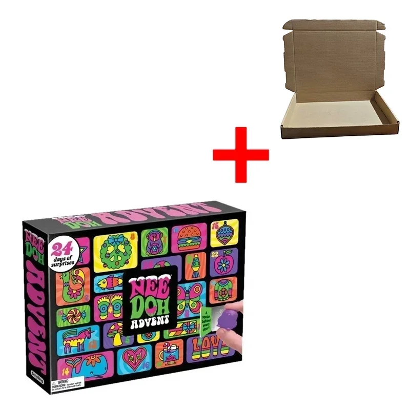 NeeDoh 2026 Christmas Advent Calendar 3D PVC Fidget Doll 24‑Day Countdown Surprise Box Stress Relief Squeeze Fidget Toy