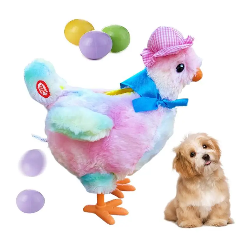 

Interactive Dog Toy Chicken Laying Egg Electric Plush Dog Toy Egg Chicken Food Dispenser with Sound Interactive Pet Supplies for