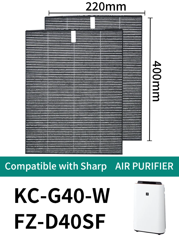 FZ-D40SF Compatible With SHARP KC-D40-W、KC-E40-W、KC-F40-W、KC-M401-W、KC-M41BH-B、KC-M41BH-W Air Purifier H13 Hepa Carbon Filter