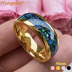 iTungsten 8mm Nice Shiny Galaxy Opal Ring Men Women Tungsten Engagement Wedding Band Domed Polished Comfort Fit