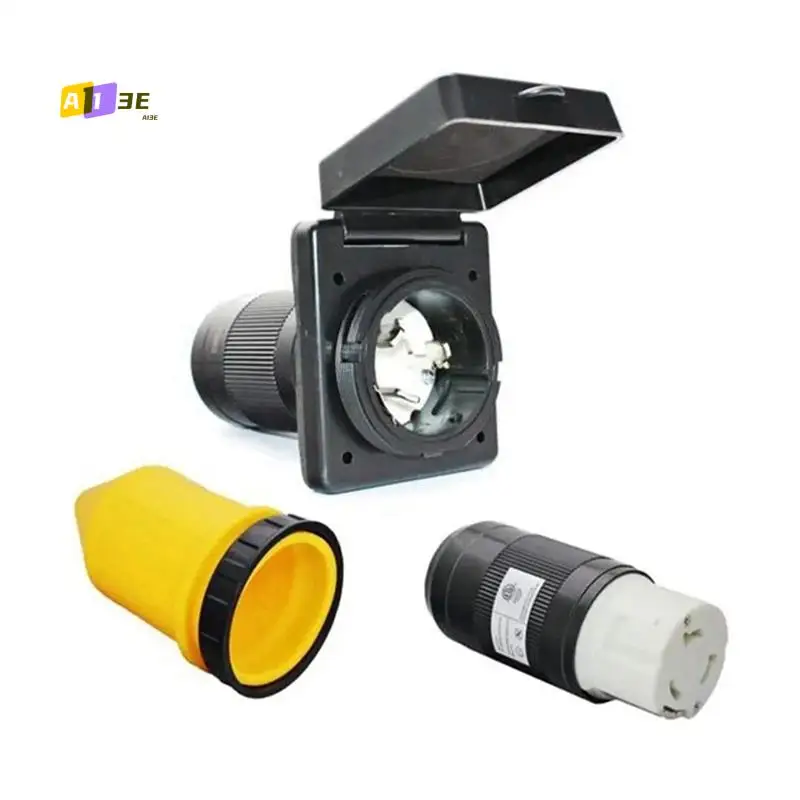 

A03E-RV 50 А 125 В/250 В входная вилка переменного тока Женский поворотный фиксирующий разъем Черный