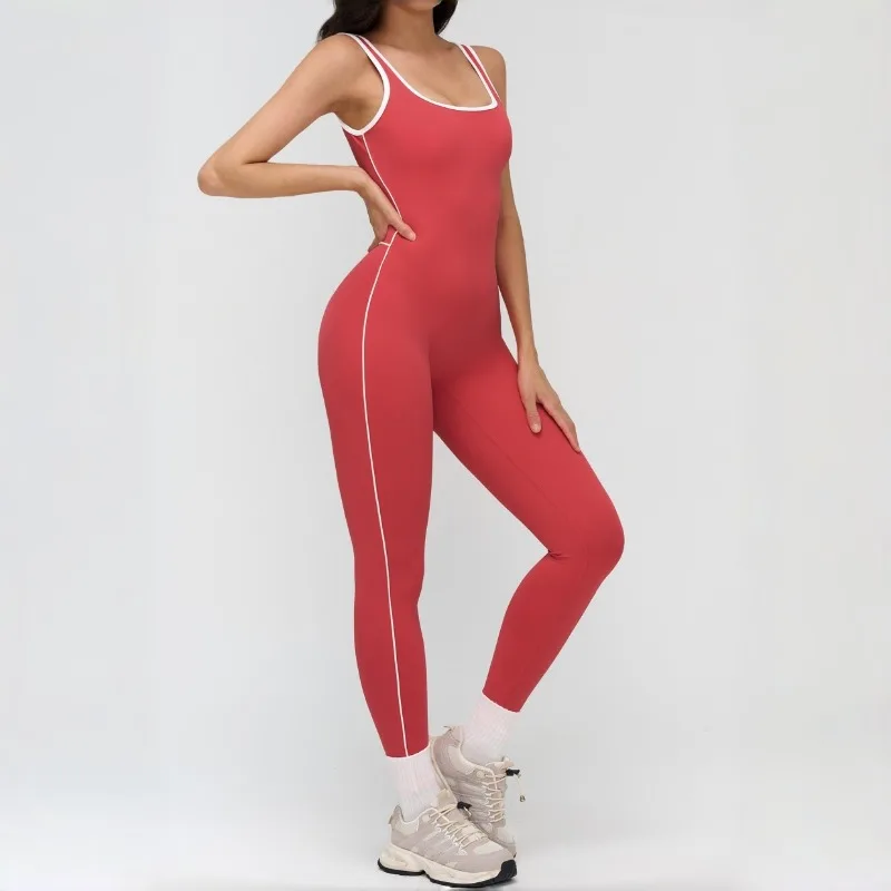 

Женский бесшовный комбинезон для йоги, брюки без рукавов, цельный спортивный комбинезон для фитнеса и бега, облегающий спортивный костюм с подъемом бедер